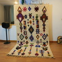 Tappeto berbero - 281 cm x 153 cm - lana bianca e colorata