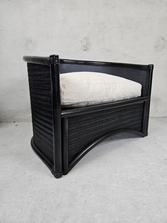 Image 1 of 2x Poltrona vintage in vimini nera