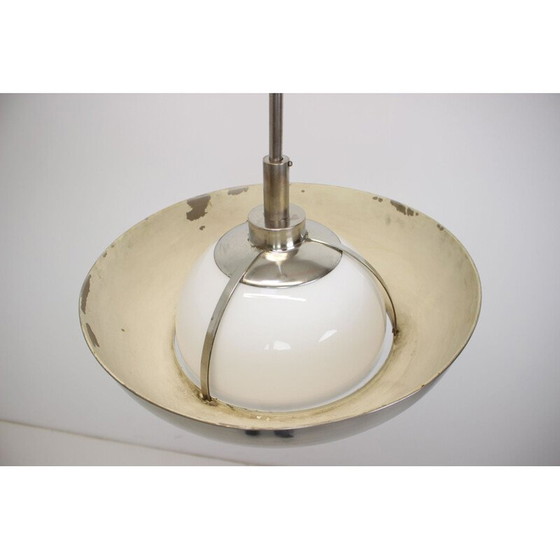 Image 1 of Vintage art deco metal and glass pendant lamp, Czechoslovakia 1930