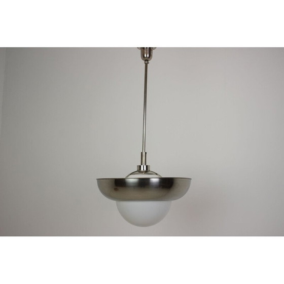 Image 1 of Vintage art deco metal and glass pendant lamp, Czechoslovakia 1930