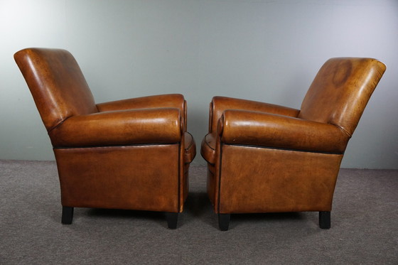 Image 1 of Set of two large sheep leather armchairs