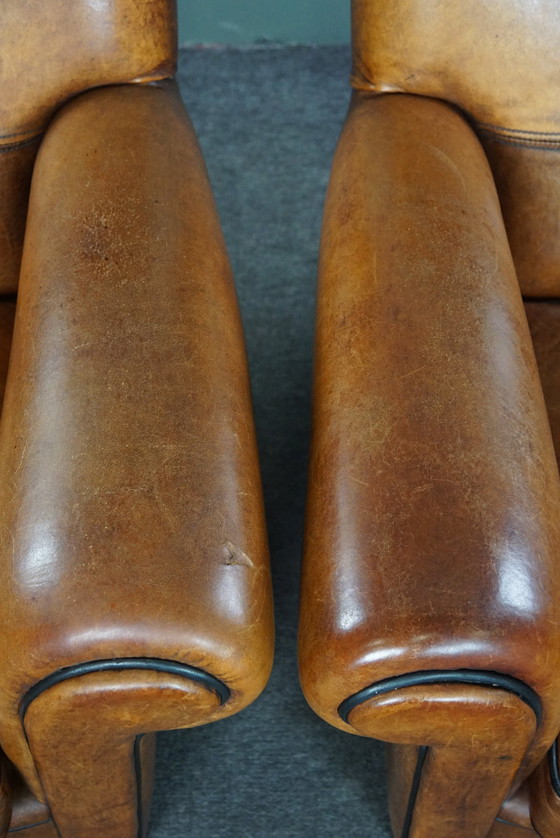 Image 1 of Set of two large sheep leather armchairs