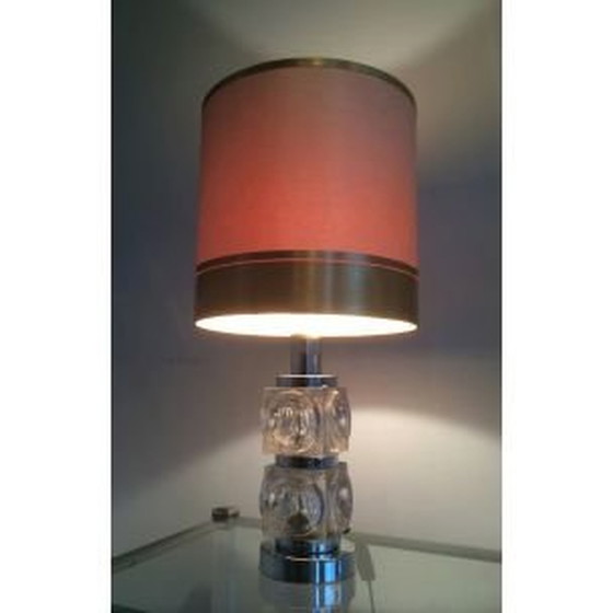 Image 1 of Coppia di lampade da tavolo vintage in vetro e cromo, 1960