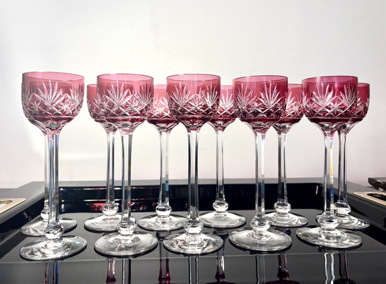 Image 1 of Saint Louis Liquor Glasses Overlay Crystal