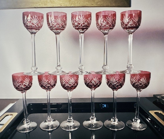 Image 1 of Saint Louis Liquor Glasses Overlay Crystal