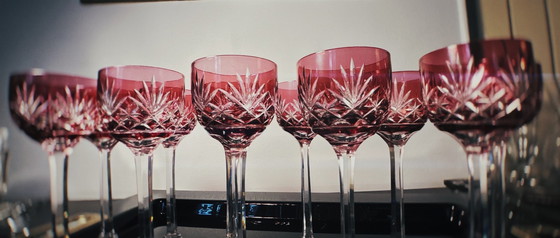 Image 1 of Saint Louis Liquor Glasses Overlay Crystal