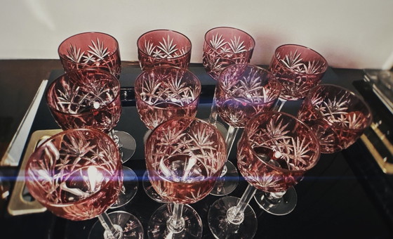 Image 1 of Saint Louis Liquor Glasses Overlay Crystal