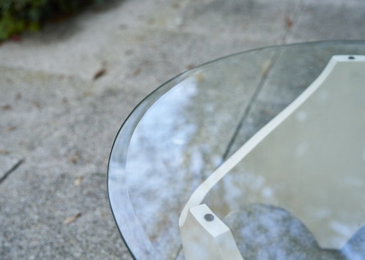 Space Age Curved White Wooden Coffee Table, 1970S