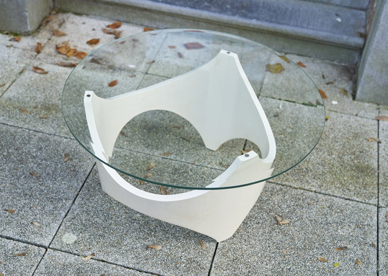 Image 1 of Mesa de centro curva de madera blanca de la era espacial, década de 1970