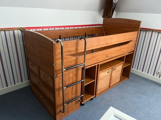 Image 1 of Set completo di mobili per letto a soppalco in stile nautico con ampio spazio di archiviazione del marchio top Gautier  