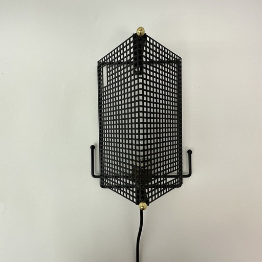 Mid century perforated metal wall lamp by Tjerk Reijenga for Pilastro, 1950s