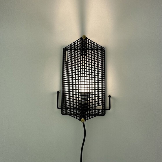 Image 1 of Mid century perforated metal wall lamp by Tjerk Reijenga for Pilastro, 1950s