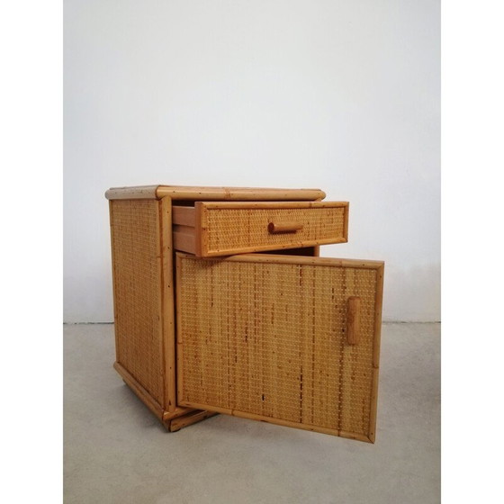 Image 1 of Coppia di comodini vintage in rattan, Italia anni '70