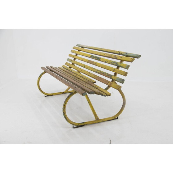 Image 1 of Vintage wood and iron bench, 1920s