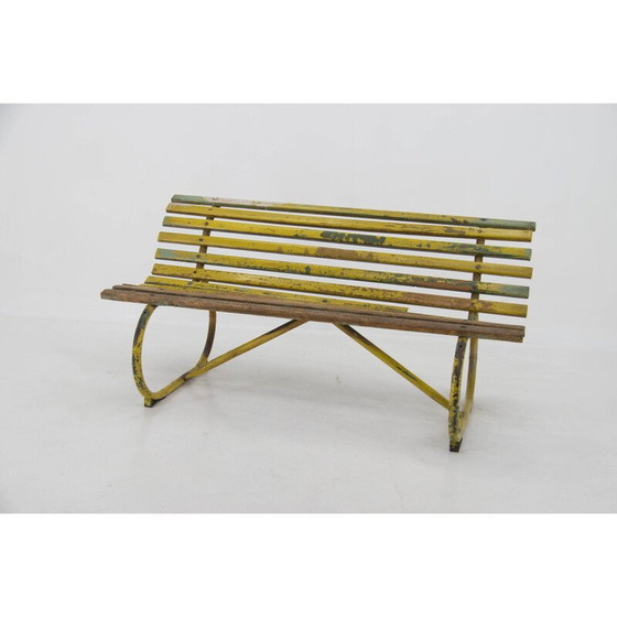 Image 1 of Vintage wood and iron bench, 1920s