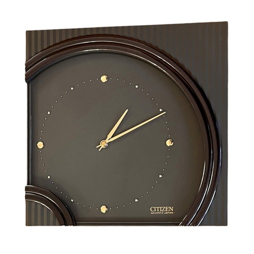 Nice Hollywood Regency Citizen Wall Clock, Made In Japan, 1980S.