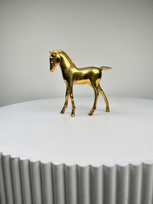 Scultura vintage in ottone raffigurante un cavallo/puledro - Decorazione per la casa in stile minimalista/moderno di metà secolo