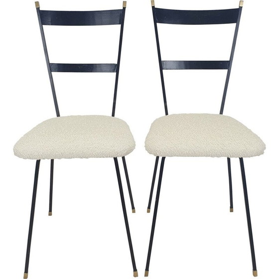 Image 1 of Coppia di sedie vintage in metallo e ottone, Italia 1960