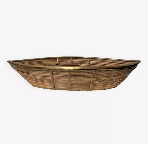 Bateau" Basket Bamboo And Brass 1970