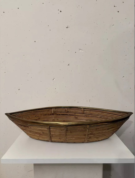 Bateau" Basket Bamboo And Brass 1970