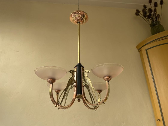 Image 1 of Pendant lamp Art Deco Les Pheasants French