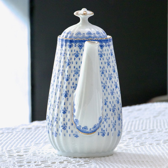 Image 1 of Large 1909 Oscar Shaller Fleur De Lys Porcelain Coffeepot