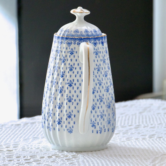 Image 1 of Large 1909 Oscar Shaller Fleur De Lys Porcelain Coffeepot