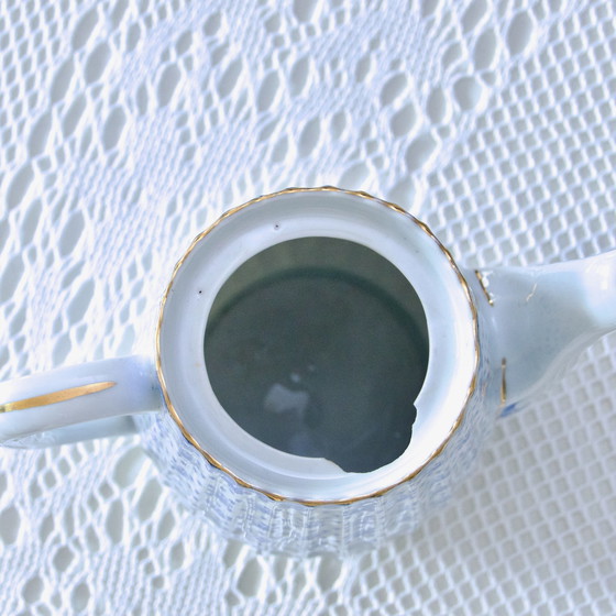 Image 1 of Large 1909 Oscar Shaller Fleur De Lys Porcelain Coffeepot