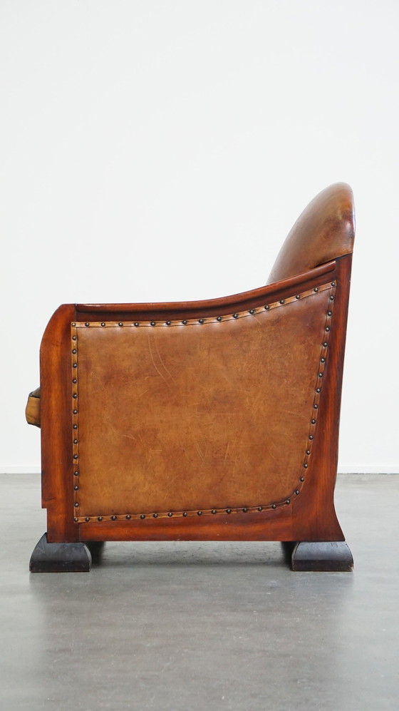 Image 1 of Sheep Leather Art Deco Design Armchair