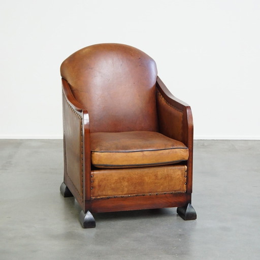 Sheep Leather Art Deco Design Armchair