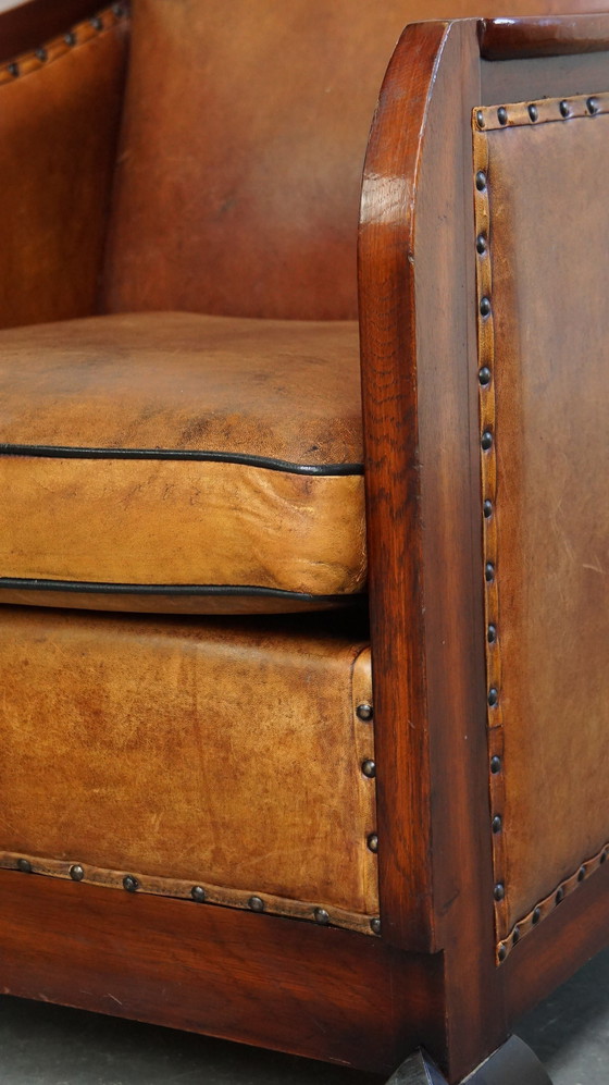 Image 1 of Sheep Leather Art Deco Design Armchair