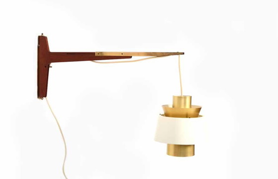 Image 1 of Teak and Brass Wall Lamp by Jørn Utzon for Nordisk Solar, 1960s