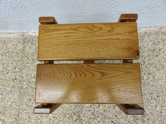 Image 1 of Pair Of Solid Pine Stools, France, 1960