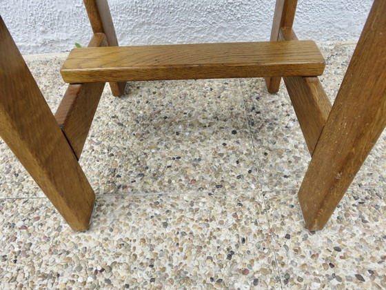 Image 1 of Pair Of Solid Pine Stools, France, 1960