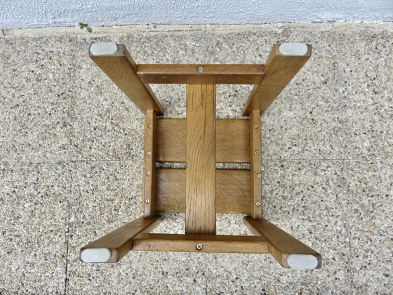 Image 1 of Pair Of Solid Pine Stools, France, 1960