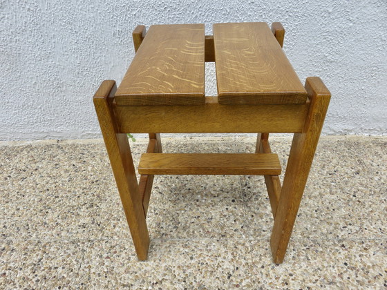 Image 1 of Pair Of Solid Pine Stools, France, 1960