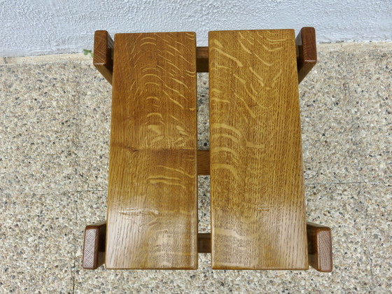 Image 1 of Pair Of Solid Pine Stools, France, 1960