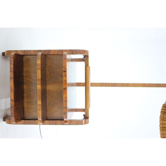 Image 1 of Lampada da terra Art Déco vintage in carta e noce, Cecoslovacchia 1930