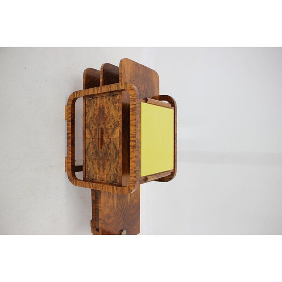 Image 1 of Lampada da terra Art Déco vintage in carta e noce, Cecoslovacchia 1930