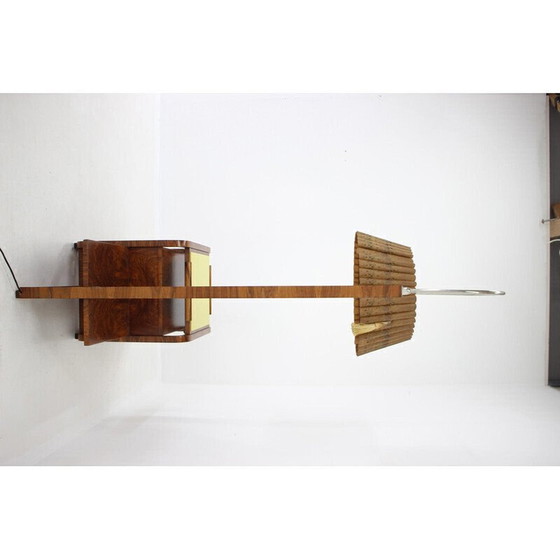 Image 1 of Lampada da terra Art Déco vintage in carta e noce, Cecoslovacchia 1930