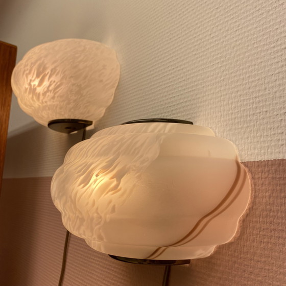 Image 1 of Set Of Italian Wall Lights With Shell Pattern