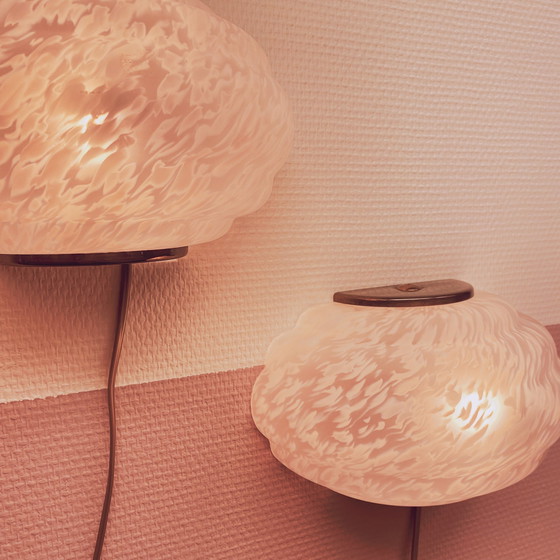 Image 1 of Set Of Italian Wall Lights With Shell Pattern