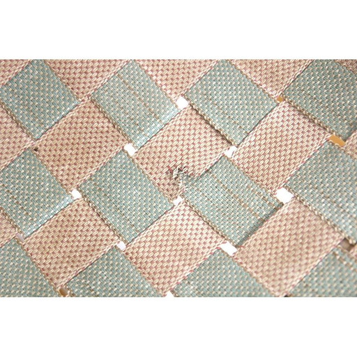 Sedia a dondolo vintage scandinava in tela di iuta, Svezia 1970