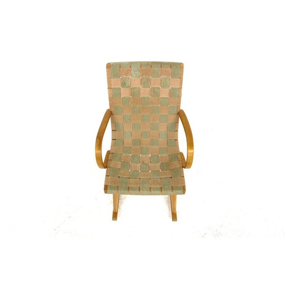 Image 1 of Scandinavian vintage rocking chair in burlap, Sweden 1970