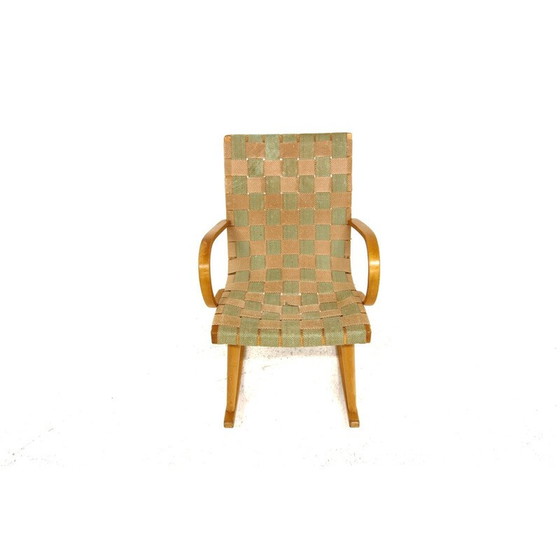 Image 1 of Scandinavian vintage rocking chair in burlap, Sweden 1970
