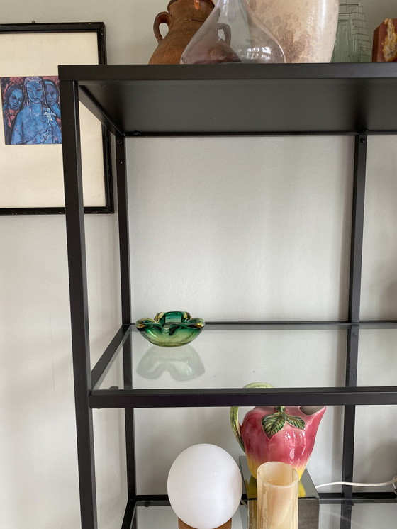 Image 1 of Ciotola vintage in vetro di Murano dalla forma organica nei toni del verde