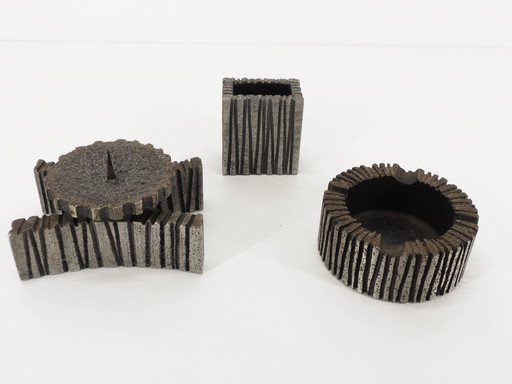 Willy Ceysens 1960 Brutalist Smoking Set And Candle Holder