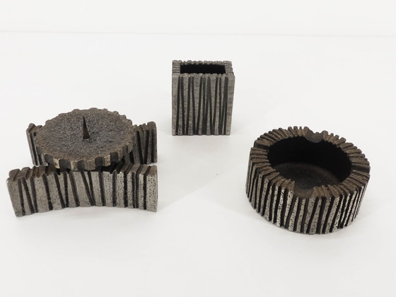 Image 1 of Willy Ceysens 1960 Brutalist Smoking Set And Candle Holder