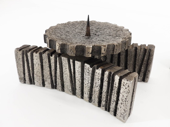 Image 1 of Willy Ceysens 1960 Brutalist Smoking Set And Candle Holder