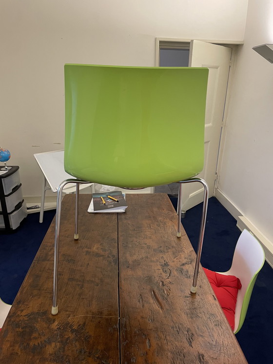 Image 1 of 14x Arper Carina 46 Design Chairs Green/White